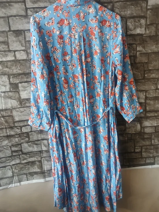 Lucky Brand Blue Maxi Dress with Red Floral Print - Picture 2 of 10